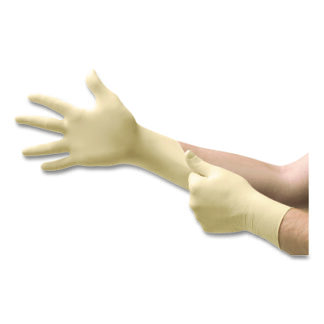 TouchNTuff 69-210 Natural Rubber Latex Disposable Gloves, Inner Polymer Coating/Powder-Free/Smooth, 3.5 mil Palm/4.3 mil Finger, Large 104988