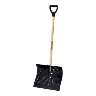 TRUE TEMPER Shovel, Snow, 18 in x 13-1/2 in Blade, Hardwood D-Handle 1627400