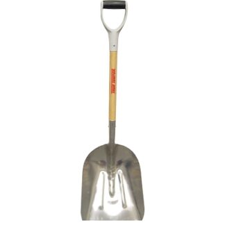 TRUE TEMPER Kodiak Aluminum Scoop with Cushion D-Grip, 18 in L x 14-3/4 in W blade, Square Point, 27 in White Ash Handle 1670900