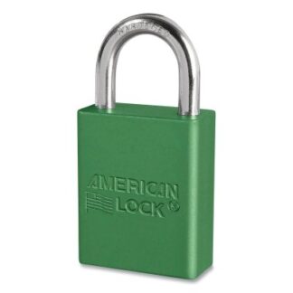 American Lock Anodized Aluminum Safety Padlock, 1/4 in dia, 1 in L, 25/32 in W, Green, Keyed Alike, Keyed - 64467 A1105KAGRN64467