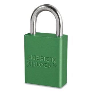 American Lock Anodized Aluminum Safety Padlock, 1/4 in dia, 1 in L, 25/32 in W, Green, Keyed Alike, Master Keyed - 24098 A1105KAMKGRN24098