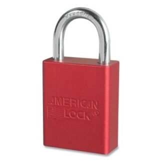 American Lock Anodized Aluminum Safety Padlock, 1/4 in dia, 1 in L, 25/32 in W, Red, Keyed Alike, Master Keyed - 18018 A1105KAMKRED18018