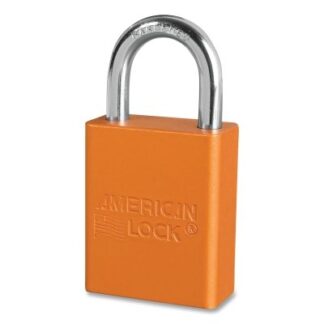 American Lock Anodized Aluminum Safety Padlock, 1/4 in dia, 1 in L, 25/32 in W, Orange, Keyed Alike, Keyed - 42338 A1105KAORJ42338