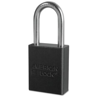 American Lock Anodized Aluminum Safety Padlock, 1/4 in dia, 1-1/2 in L, 25/32 in W, Black, Keyed Alike, Key - 09281 A1106KABLK09281