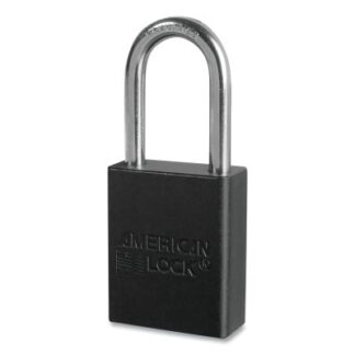 American Lock Anodized Aluminum Safety Padlock, 1/4 in dia, 1-1/2 in L, 25/32 in W, Black, Keyed Alike, Key - 76523 A1106KABLK76523
