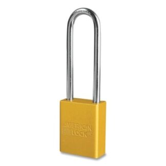 American Lock Anodized Aluminum Safety Padlock, 1/4 in dia, 3 in L, 25/32 in W, Yellow, Keyed Alike, Keyed - 63373 A1107KAYLW63373