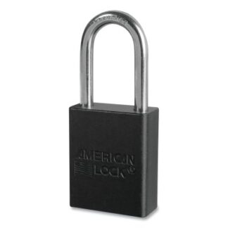 American Lock Anodized Aluminum Safety Padlock, 1/4 in dia, 1-1/2 in L, 25/32 in W, Black, Keyed Different A1166BLK