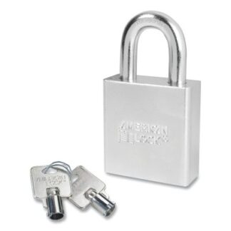 American Lock Solid Steel Padlock, 3/8 in dia, 1-1/8 in L, 3/4 in W, Silver, Keyed Alike, Keyed - 24001 A7260KA24001