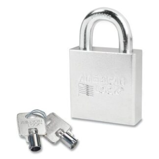 American Lock Solid Steel Padlock, 7/16 in dia, 1-1/8 in L, 15/16 in W, Silver, Keyed Alike, Keyed - 15115 A7300KA15115
