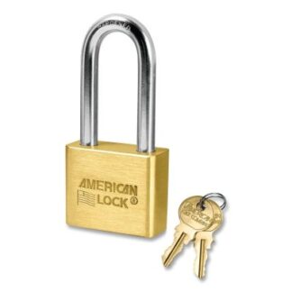 American Lock Solid Brass Padlock, 5/16 in dia, 2 in L, 3/4 in W, Keyed Alike, Keyed - D632 AL51KA-D632