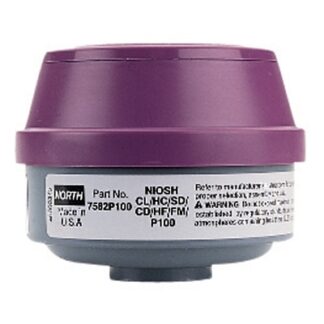 Honeywell North Combination Gas and Vapor Cartridge,White/Magenta, Acid Gas, P100 Filter 7582P100L