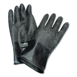 Honeywell North Chemical Resistant Butyl Gloves, Size 9, Black, 13 mil, Grip-Saf B131R9