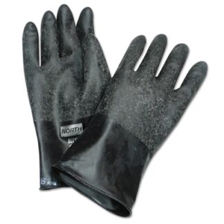 Honeywell North Chemical Resistant Butyl Gloves, Size 8, Black, 13 mil, Grip-Saf B131R8