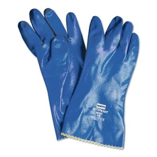 Honeywell North Nitri-Knit Supported Nitrile Gloves, Elastic Cuff, Interlock Lined, 10, Blue NK80310