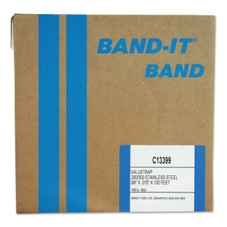 Band-It Valustrap Strappings, 3/8 in x 100 ft, 0.015 in Thick, Stainless Steel C13399