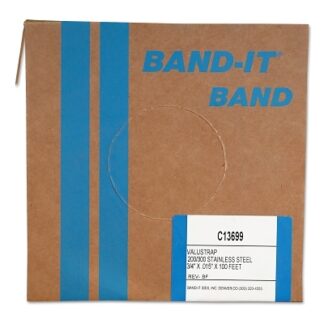 Band-It Valustrap Strappings, 3/4 in x 100 ft, 0.015 in Thick, Stainless Steel C13699