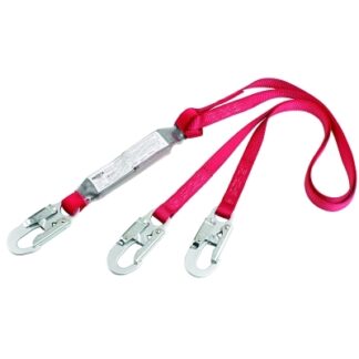 Protecta PRO Shock Absorbing Lanyard, 6 ft, Self-Locking Connection, Snap Hook, 2 Legs 1342001