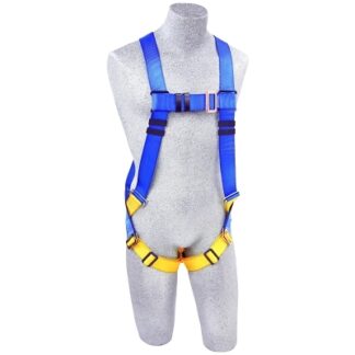 Protecta First Full Body Harnesses, Back D-Ring, Pass Thru Buckle Legs,Unvrsl,Blue/Yellow AB17530