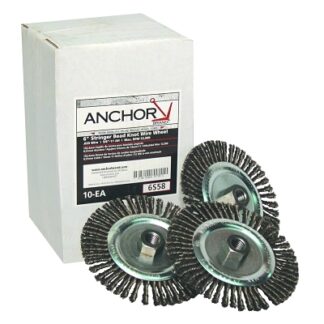 Anchor Brand Stringer Bead Wheel Brush, 6 in D x 6 in W, 0.02 in Carbon Steel Wire 94866