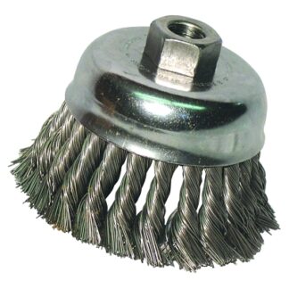 Anchor Brand Knot Wire Cup Brush, 3 in Dia, 5/8-11 Arbor, .012 in Carbon Steel 94872