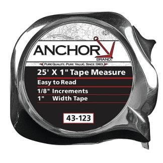 Anchor Brand Easy to Read Tape Measure, 1 in x 25 ft, Chrome 43123