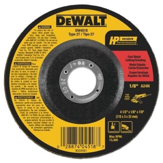 DeWalt Type 27 Depressed Center Wheels, 7/8 in Arbor, A24R Grit, Aluminum Oxide - DW4518