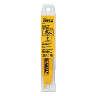 DeWalt Metal Cutting Reciprocating Saw Blades, 4 in, 14 TPI, Straight Back, 5/PK - DW4807