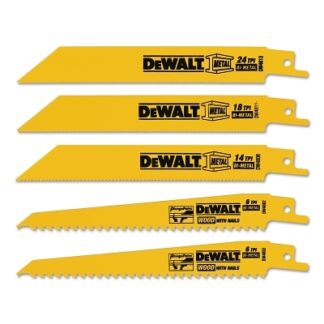 DeWalt Reciprocating Blade Sets, Wood/Metal, 5 pc - DW4857