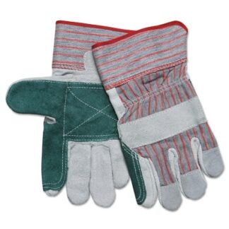 MCR Safety Industrial Standard Shoulder Split Gloves, X-Large, Leather, Gray w/Red Stripes - 1211XL