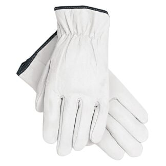 MCR Safety Premium-Grade Leather Driving Gloves, Goatskin, X-Large, Unlined, Straight Thumb, White - 3601XL