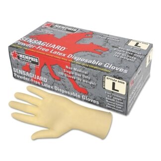 MCR Safety Disposable Latex Gloves, Powder Free, Rolled Cuff, 5 mil, Nat. White, Medium - 5055M