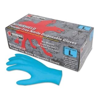 MCR Safety Nitrile Disposable Gloves, NitriShield, Rolled Cuff, Unlined, X-Large, Blue, 4 mil Thick, Powder Free - 6015XL