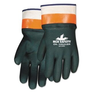 MCR Safety Oil Hauler Premium Double Dip PVC Coated Gloves, Large, Dark Green - 6410SC