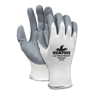 MCR Safety Foam Nitrile Coated Gloves, Medium, Gray/White - 9674M