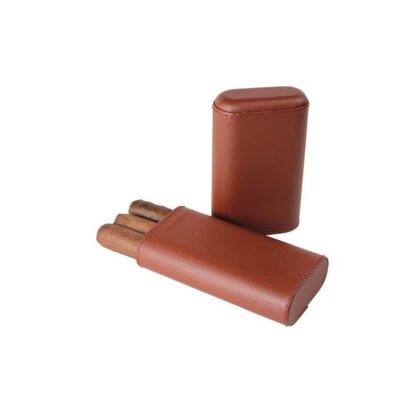 Cigar Accessories SKU # 9270BR -- TELESCOPING 3-FINGER CIGAR CASE CEDAR LINED BROWN *** 1 EACH