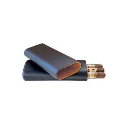 Cigar Accessories SKU # 9271BK -- TELESCOPING 3-FINGER CIGAR CASE CEDAR LINED BLACK *** 1 EACH