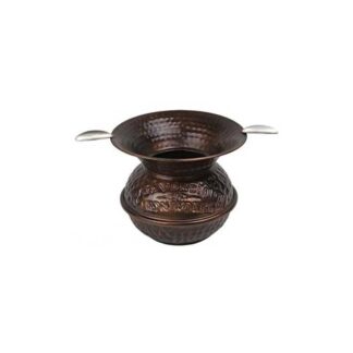 Cigar Accessories SKU # CA-SPT-5S -- 5"" Iron Spittoon w/ 2 Stirrup 1 logo Hammered Copper Finish *** 1 EACH