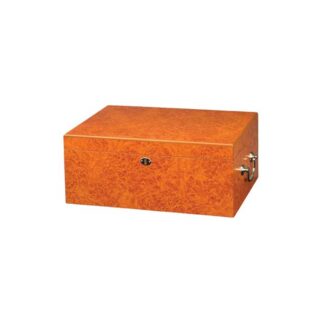 Humidor Supreme SKU # HUM-100LB -- Tuscany 100 Cigar Light Burl Humidor (9/45) *** 1 EACH