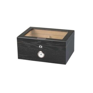 Humidor Supreme SKU # HUM-75BLK -- Milano Glasstop Black Oak Humidor *** 1 EACH