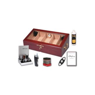 Humidor Supreme SKU # HUM-DIS4 -- Glasstop Wooden Display Humidor (19/48) *** 1 EACH