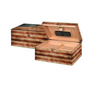 Humidor Supreme SKU # HUM-HS-OG -- 100 CT HUMIDOR Old Glory WEATHERED AMERICAN FLAG *** 1 EACH
