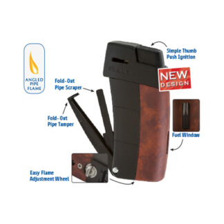 Xikar SKU # 585ABBK -- Pipe Lighter *** Resource II Single Jet Amboina Burl - Lifetime Warranty *** 1 EACH - PreFilled with XiKar Brand Butane