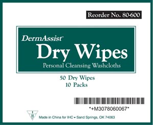 Innovative Dermassist Dry Wipes 80-600