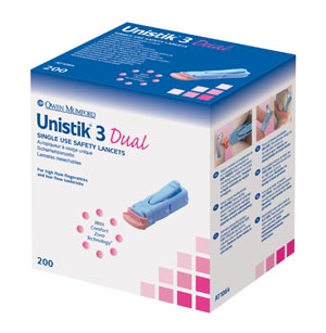 Owen Mumford Unistik 3 Pre-set Single Use Safety Lancets At1064