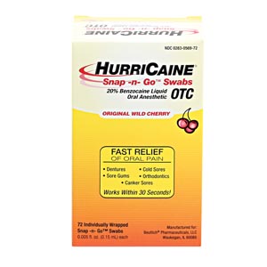 Beutlich Hurricaine Topical Anesthetic Snap -n- Go Swabs 0283-0569-72