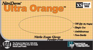 Innovative Nitriderm Ultra Orange Powder-free Exam Gloves 199100